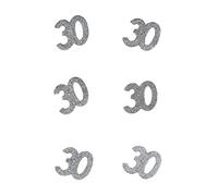 SANTEX 4532-30, Sachet de 6 confettis 6x5cm Joyeux Anniversaire Gris, 30 ans