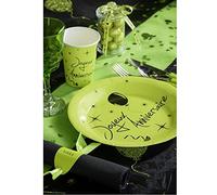SANTEX 4794-10, Sachet de 10 assiettes Joyeux Anniversaire Vert (décos noires)