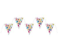 Santex 4877-99 Banderole Festif Forme Triangle Imprimé Joyeux Anniversaire Tissu Multicolore 36 x 24 x 12 cm