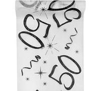 SANTEX 5192-50-30, CHEMIN de table Anniversaire Blanc 50 ANS Blanc G