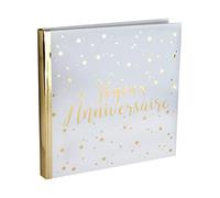 Santex Livre d'or 5664-1 Joyeux Anniversaire métallisé Blanc et doré 24 x 24 cm