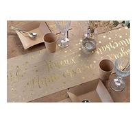 SANTEX 5668-26-30, Chemin de Table Joyeux Anniversaire Coton métallisé Kraft/Or