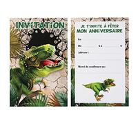 Santex Cartes d'invitation anniversaire Dinosaure – 6 pièces – 11 × 17 cm