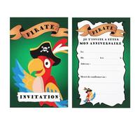 6 cartons invitation coco le pirate 11x17cm vert - chalayer 000789700000099 Vert G