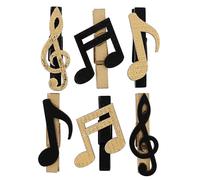 Santex - 6 NOTES MUSIQUE SUR PINCE 5X4CM OR NOIR