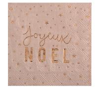 SANTEX 6111-46, Sachet de 20 petites Serviettes Joyeux Noël, métallisé Blush