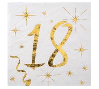SANTEX 6159-18, Sachet de 20 petites serviettes 18 ans, métallisées OR