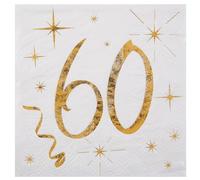 Santex Petites serviettes en papier 6159-60 – Sachet de 20 – 60 ans – métallisées OR