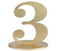 SANTEX 6184-3, Grand Chiffre Vertical déco 16cm, Chiffre 3 Or
