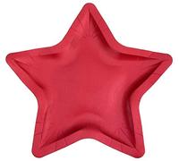 SANTEX 6524-7, Sachet de 10 Assiettes étoile métal Unie 22cm, Rouge