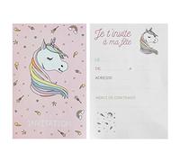 Santex Cartes d'invitation 6726-5 – Licorne rose et blanc 11x17 cm – Lot de 6