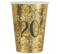 SANTEX 6788-20, Sachet de 10 Gobelets Âge étincelant métal, 20 Ans