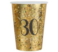 SANTEX 6788-30, Sachet de 10 Gobelets Âge étincelant métal, 30 Ans