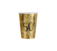 SANTEX 6788-50, Sachet de 10 Gobelets Âge étincelant métal, 50 Ans