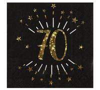 SANTEX 6790-70, Sachet de 10 Serviettes Age étincelant métal 70 Ans