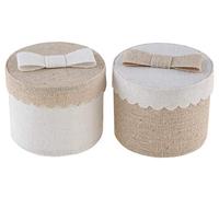 SANTEX 6920-99, Sachet de 4 Petites Boîtes Rondes 5 cm, Naturel et Ivoire