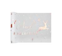 SANTEX 7030-20-30, Chemin de Table Noël enchanté en Coton, Blanc et Rose Gold