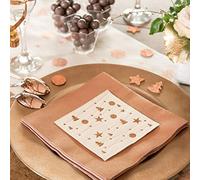 SANTEX 7082-25, Sachet de 20 Petites Serviettes Guirlande de Noël, Ivoire/Rose Gold