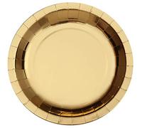 SANTEX 7169-3, Lot de 10 assiettes en carton brillantes 26 cm, Or