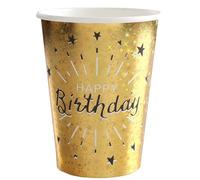 SANTEX 7214-3, Lot de 10 Gobelets HAPPY BIRTHDAY Etincelant métal Or