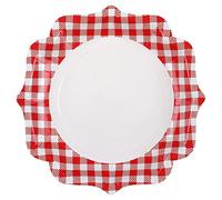 SANTEX 7269-7, Lot de 10 Assiettes A la Campagne Vichy Rouge
