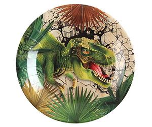 SANTEX 7285-99, Lot de 10 Assiettes Dinosaure T-Rex Carton 22,5cm