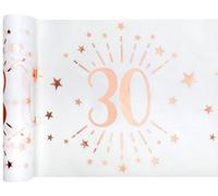 SANTEX 7344-30-30, Chemin de Table Âge étincelant métal Blanc/Rose Gold, 30 Ans