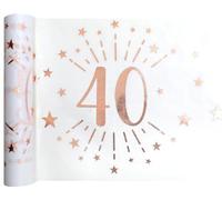 SANTEX 7344-40-30, Chemin de Table Âge étincelant métal Blanc/Rose Gold, 40 Ans