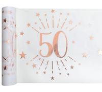SANTEX 7344-50-30, Chemin de Table Âge étincelant métal Blanc/Rose Gold, 50 Ans
