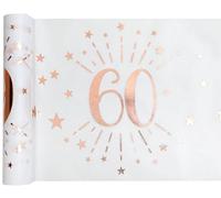 SANTEX 7344-60-30, Chemin de Table Âge étincelant métal Blanc/Rose Gold, 60 Ans