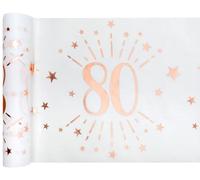SANTEX 7344-80-30, Chemin de Table Âge étincelant métal Blanc/Rose Gold, 80 Ans