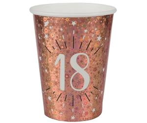 SANTEX 7349-18, Sachet de 10 Gobelets Âge étincelant métal 18 Ans Rose Gold