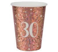 SANTEX 7349-30, Sachet de 10 Gobelets Âge étincelant métal 30 ans Rose Gold