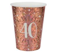 SANTEX 7349-40, Sachet de 10 Gobelets Âge étincelant métal 40 ans Rose Gold