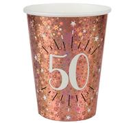 SANTEX 7349-50, Sachet de 10 Gobelets Âge étincelant métal 50 ans Rose Gold