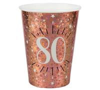SANTEX 7349-80, Sachet de 10 Gobelets Âge étincelant métal 80 ans Rose Gold
