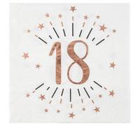 SANTEX 7350-18, Sachet de 20 Serviettes Âge étincelant métal 18 Ans Rose Gold