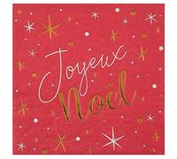 SANTEX 7455-7, Sachet de 20 Serviettes Joyeux Noël étoilé, Rouge