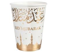 Santex 7585-3, Lot de 10 Gobelets orientaux Eid Mubarak 25cl, Or