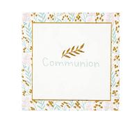 SANTEX 7632-99, Sachet de 20 Serviettes Communion, Blanc/Or