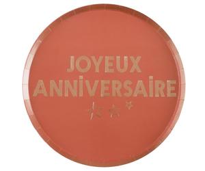 SANTEX 7983-112, Paquet de 10 Assiettes anniversaire Star d'un jour, Terracoota