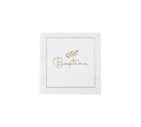 Santex Serviettes de table 8015-99 – Baptême papier 16,5 cm blanc et doré métallique sachet 20