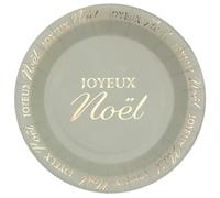 SANTEX 8113-103, Paquet de 10 Assiettes Joyeux Noël scintillant, 22,5cm Sauge