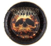 2 Lots de 10 Assiettes cartons ""SKULL"" 22.5cm REF/8160 Thème Halloween crâne/tête de mort