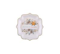 SANTEX 8230-3, Paquet de 10 Assiettes Poinsettia Noël 21cm, Blanc/or