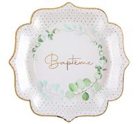 SANTEX 8374-10, Sachet de 10 Assiettes Baptême végétalisé