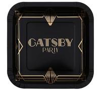 Santex 8742-11, Paquet de 10 Assiettes carrées carton Gatsby Party 23cm