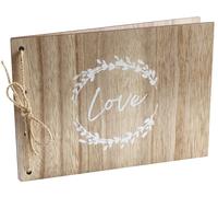 SANTEX 8844-26, Livre d'or Mariage Naturel rectangle Love en bois 22x30cm