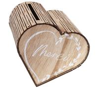 SANTEX 8845-26, Tirelire Mariage Naturel Coeur en bois 15x24cm