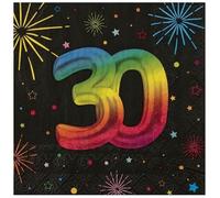 Santex 9012-30, Sachet 12 Serviettes Anniversaire Festicolor Papier 33x33cm, 30 Ans